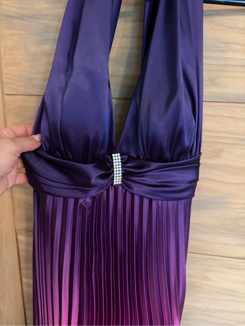 Cache Plunge Halter Ombre Pleated Maxi Dress - Purple - Picture 3 of 13
